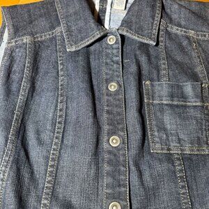 Chico's Platinum Denim Vest Size 2 western cowboy grunge staple layering